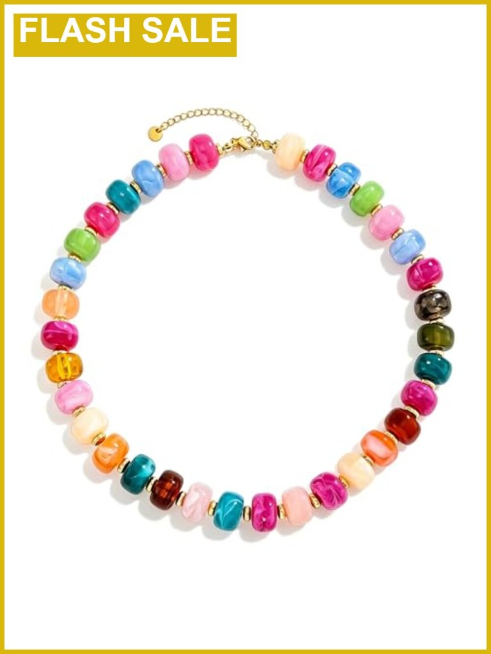 Resin Beaded Statement Choker Necklace Boho Beach Summer Jewelry